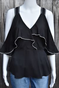 VERONIKA MAINE Black Sleeveless Top - Size 10 - EUC