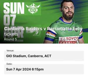 NRL Rd 5 - Canberra Raiders vs Parramatta Eels (x3)