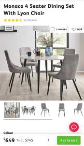 Monaco 4 Seater Dining Set With Lyon Chair