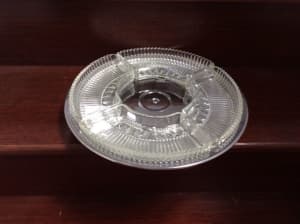 Vintage retro metallic silver glass round serving tray cake stand