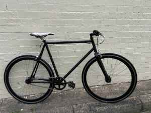 Large Black Fixie / Single Speed Bike Urban Bicycle 60cm Helmet&Pump
