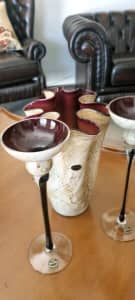 Krozno Józefina Glassware Vase and candle sticks.