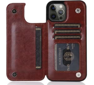 iPhone 15 pro max leather wallet case , new , Brown, phone protector