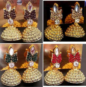 Variety of New Indian Bollywood Jhumki Earrings - Pickup or buy Online