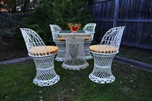 Vintage Spun Fibreglass Outdoor Dining Chairs, Suite. Russell Woodard.