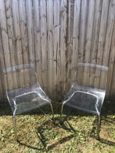 Ikea TOBIAS Transparent/Chrome Plated Chairs x 2