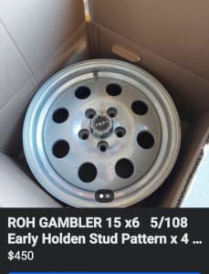 ROH GAMBLER 15 x 6 5/108 Early Holden Stud Pattern
