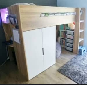 King single loft bed with mattress 
