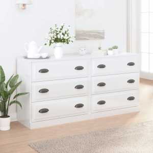 Sideboards 2 pcs High Gloss White Engineered Wood...