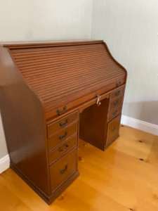 Antique Style Wooden Roll Top Desk