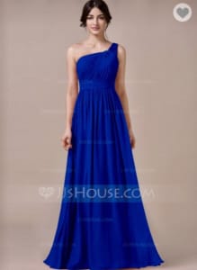 Royal Blue long one shoulder gown formal dress A-line