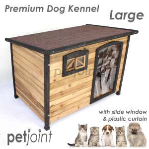 Big Dog Timber House Wooden Kennel Large Pet Puppy /2 Bowls Wood Extra