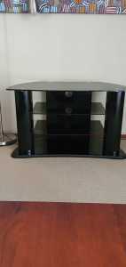 TV Black Glass Corner Stand