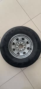 Spare trailer tyre. 175R13LT. Used once for trial and too big. As New