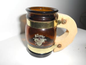 Vintage Miniature glass tankard beer keg mug Knotts Berry Farm glass