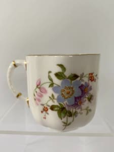 Vintage Crown Derby Derby Posies Floral Coffee Cup Cup with crack