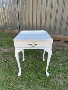 Queen Anne white bedside table