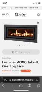 Illusion Luminar 4000 Gas Log Fire