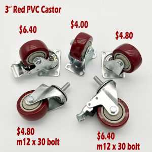 Red PVC castor wheel 3 inch 4 inch 5 inch castor wheels price from $4