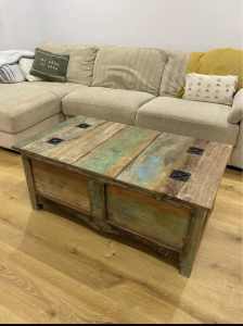 Industrial-style balinese wooden coffee table