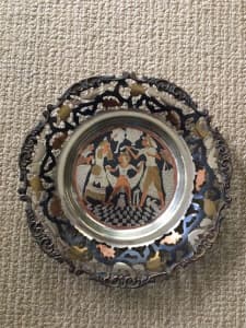 Vintage Egyptian Brass Pharaonic Wall Hanging Plate 20 cm - Hand Made