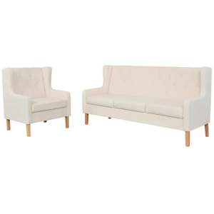 Sofa Set 2 Pieces Fabric Cream White0 Review(s)