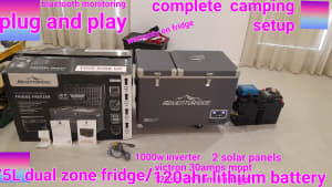 Complete lithium based camping solar system with 75L fridge/freezer