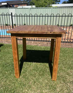 Solid Wood Square High Table with 4x Freedom Furniture Stools