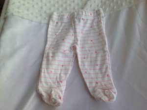 Kids & Co Baby Girl Footed Stripe Pants, 0000, NB