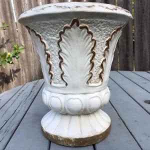 Vintage French Provincial White Plaster Urn Planter Pot