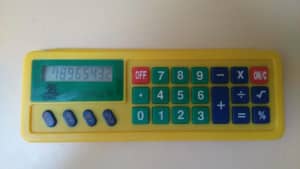 battery operated children calculator with ruler 195x70x10mm colourful
