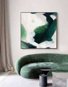 50cmx50cm French Abstract Green Black Frame Canvas Wall Art...