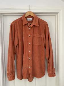 Mens Incu Cord Long Sleeve Shirt Orange-Size XL