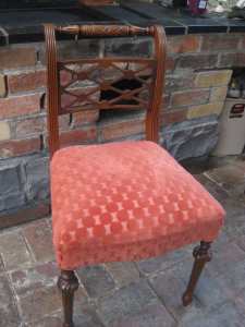 Vintage Upholstered Chair (Ornate Carving) Lovely Condition (Fuchsia)