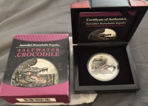 2017 $1 Silver Proof Coin Remarkable Reptiles Saltwater Crocodile