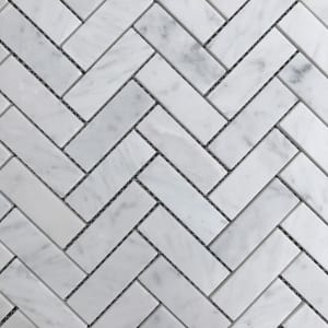 Carrara Herringbone Mosaics 305x305mm