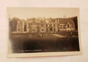 Exton Hall and gardens UK antique postcard