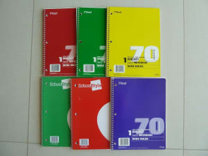 Stationary: 6x Spiral Notebooks. MEAD. 26.6x 20.3cm. $1 EA 6=$5 UNUSED