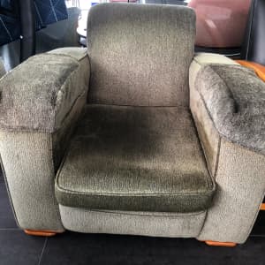 2x large Olive green lounge chairs $150