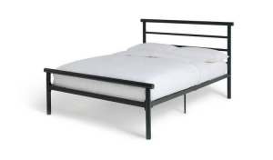 ! black metal double size bed frame with mattress