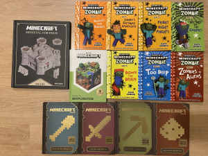 13 various Minecraft Zombie, Construction and Explorer Books