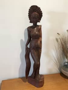 Large Balinese carved timber lady