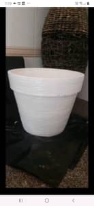 Outdoor White Fibreglass Planter Pot