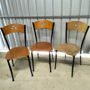 Tubular steel and wooden chairs - 3 only