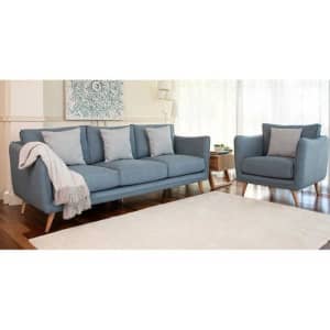 BRAND NEW 2 seater stone blue fabric sofa