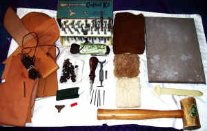 LEATHER WORK BEGINNERS KIT BOOK TOOLS & MORE SEE PHOTOS $75