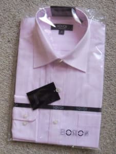 Business Shirt: sz41 traditional long sleeve, fashionable magenta pink