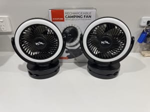 KickAss Fans with LED Lights Rechargeable Near New x2