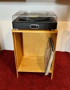 Retro 60s wooden teak ply side audio cabinet bedside table.
