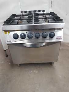 4 burner commercial stove with emissions free oven